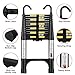 Telescoping Ladder 12.5 FT with 2 Detachable Roof Hooks Aluminum Telescopic Extension Ladder with 2 Triangle Stabilizers, Multi-Purpose Collapsible Ladder for Household and Outdoor Working