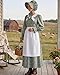 CR ROLECOS Pioneer Prairie Dress Women Colonial Pilgrim Costume 1800s Civil War Amish Historical Old Fashioned Floral Dresses with Bonnet Apron 3 Piece Set for Pioneer Trek Events, Green L