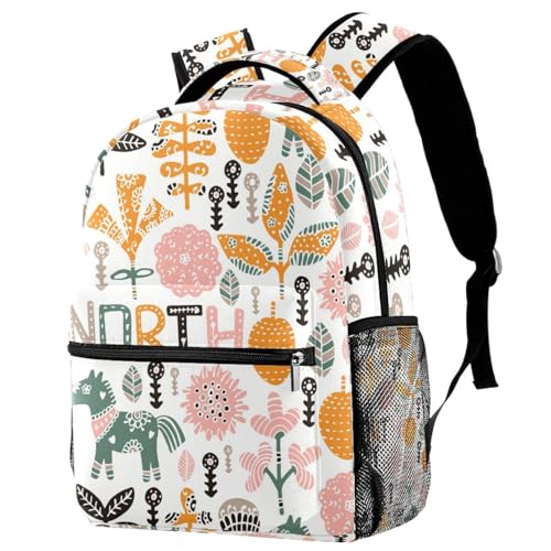 Sac à dos d'école motif floral cheval multicolore, le cadeau idéal pour ados