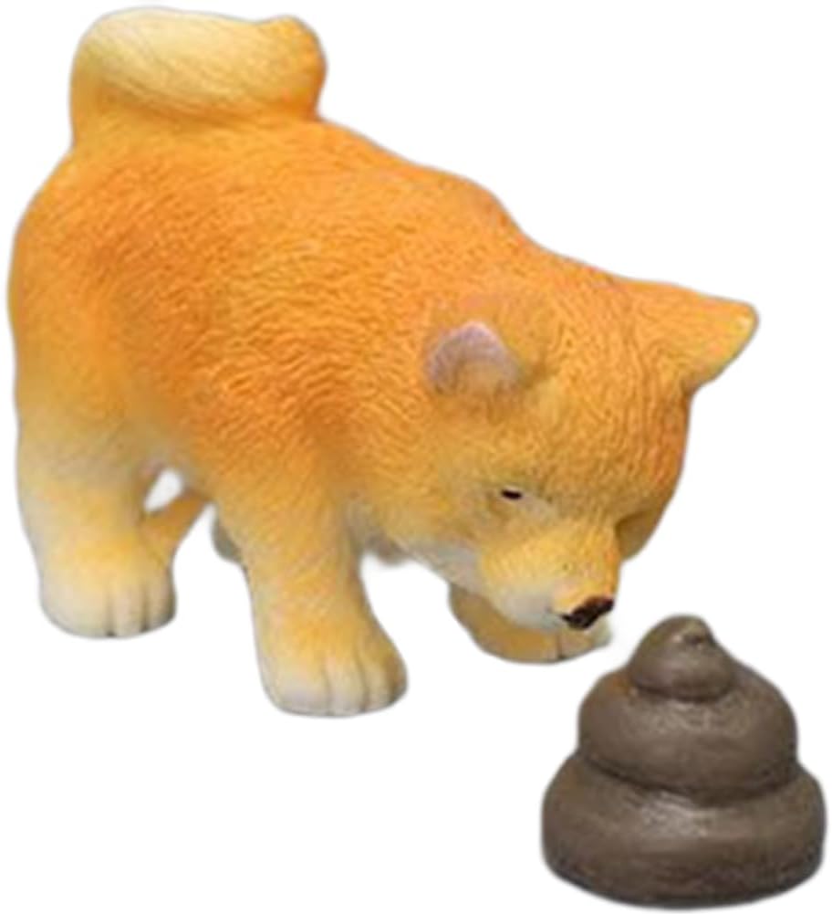 Mini Resin Dogs, DIY Shiba Inu and Dog Poop Funny Decorations, Cute Shiba Inu Gifts, Mini Dog Figurines for Dollhouse Office Car Dashboard Decorations (Sniffing Down+Poop)