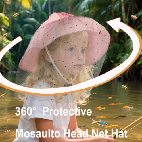 Kids Mosquito Head Net Hat - Bug Cap UPF 50+ Sun Protection for Beekeeping Garden Fishing Outdoor Activities3