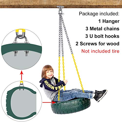 BeneLabel Tire Swing Kit - Heavy Duty Swing Hanger with Coated Chains and Hooks - 360° Rotation - 700 LB Capacity by BeneLabel - Image 5