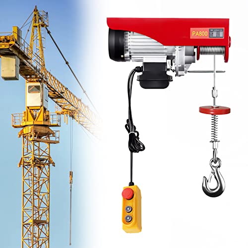 KOLHGNSE 220V Elektrische Seilwinde, 800kg/1000kg Elektrische Flaschenzug Kran Hub Seilzug Motorwinde Seilhebezug Mit Fernbedienung (800kg)