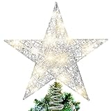 MHKBD Estrella para árbol de Navidad, Adorno para árbol de Estrellas, 25 cm Estrellas LED para Árbol de Navidad, para...