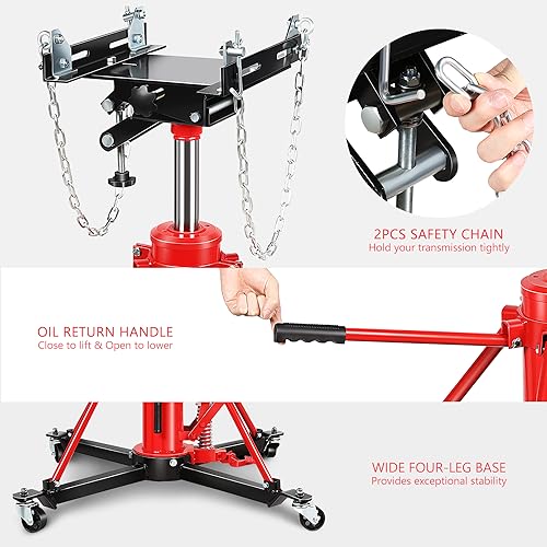 Image of DNA Motoring Hydraulic Transmission Jack - 1 Ton 2204 lbs Capacity High Lift Telescoping Floor Jack Stand,33.2 inch-69.6 inch Lifting Range,TOOLS-00319