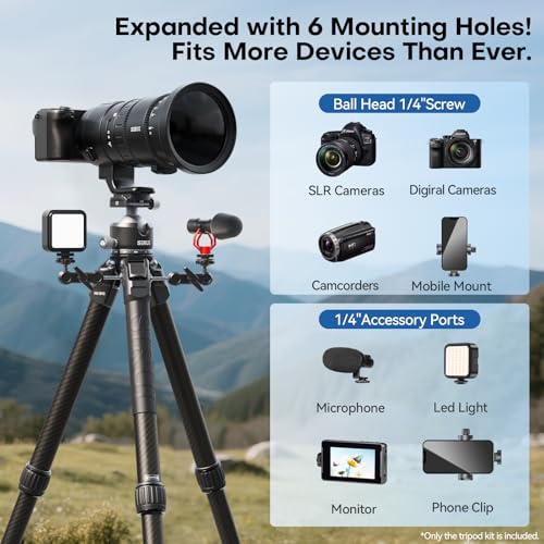 Image of SIRUI AM-284S+G1 Carbon Fiber Travel Tripod Kit, Low Profile Ball Head | 50.4 inch Height, 29.44mm Tube, DSLR, Mirrorless Camera, Video Camera, Lightweight, Travel, Outdoor Photography