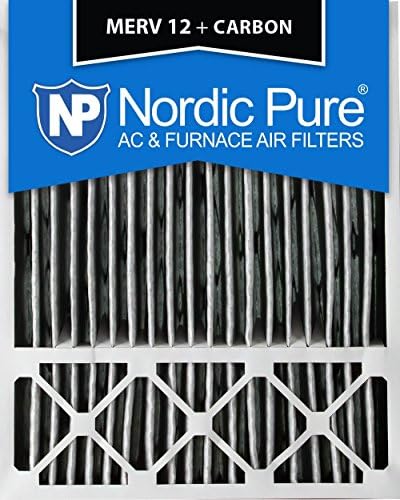 Nordic Pure 20x25x5 (4-3/8 Actual Depth) Honeywell Replacement Pleated MERV 12 Plus Carbon AC Furnace Air Filter, Box of 2 (3 Pack)