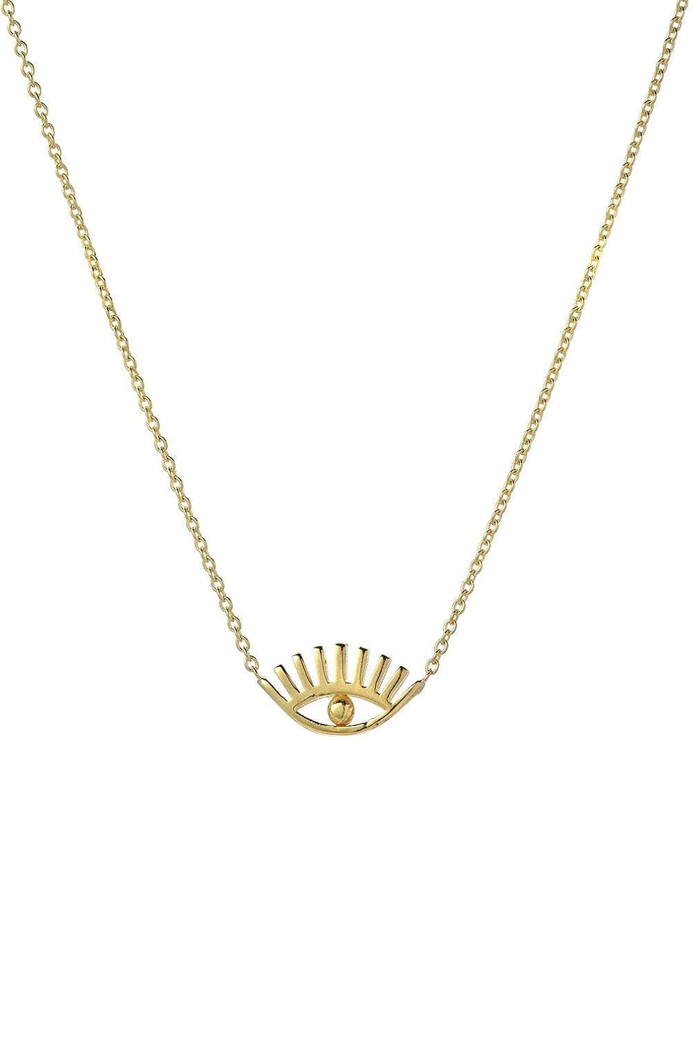 14k Gold Evil Eye Necklace, Zoe Lev 
