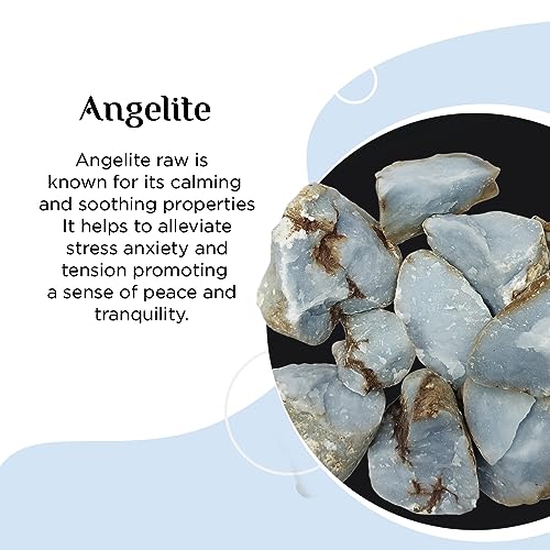 Image of Angelite Raw Crystal Stones 1kg | 3-4 Pcs of Natural Angelite Rough Gemstone for Home Decor, Vastu, Meditation & Crystal Collection | Unshaped Decorative Stones