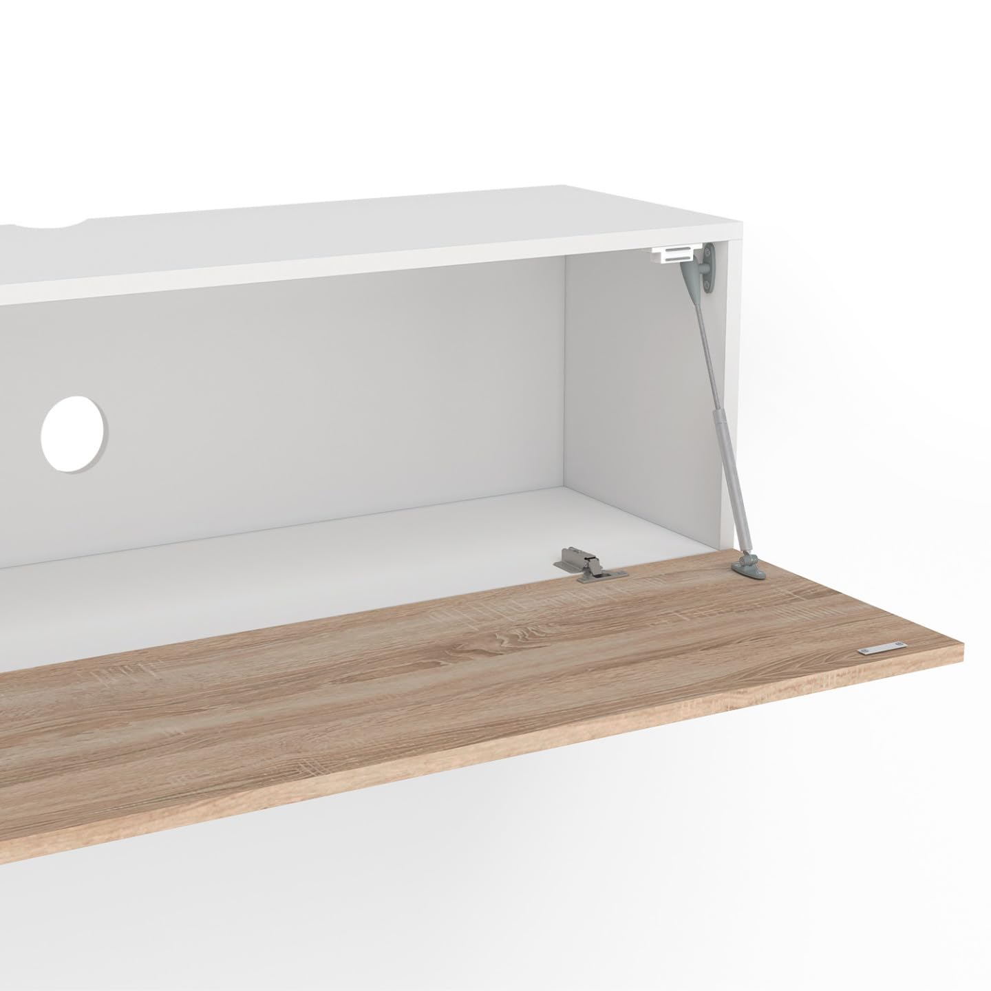 IDMarket - Mueble TV suspendido ELIO 2 puertas blanco y madera 180 cm