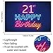 Glow Neon Happy 21st Birthday Backdrop Banner Decor Black – Colorful Glowing 21 Years Old Birthday Party Theme Decorations for Men Women Supplies