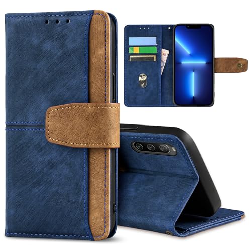 GANGANPRO Läder affärskläder mobiltelefon hölster för Google Pixel 9/9 Pro, halkfritt repbeständigt flipfodral med korthållare, stativfunktion plånbok fodral 6,24 tum – blå