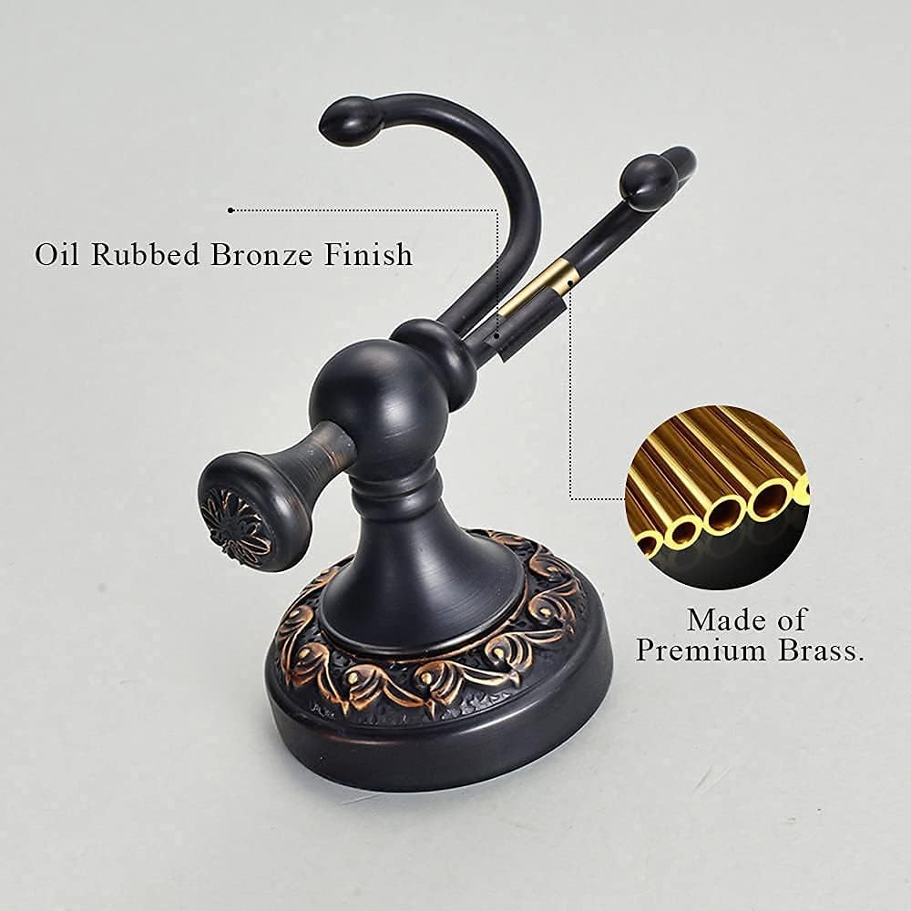 Leyden Oil Rubbed Bronze Towel Hooks and Toilet Paper Holder 2 Pieces Set Retro Robe Brass Coat Hook Tissue Roll Holder