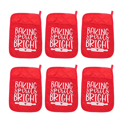 HERCHR 6 PCS Christmas Pot Holders with Pockets, Christmas Pot Holders and Oven Mitts Christmas Kitchen Towels and Pot Holders