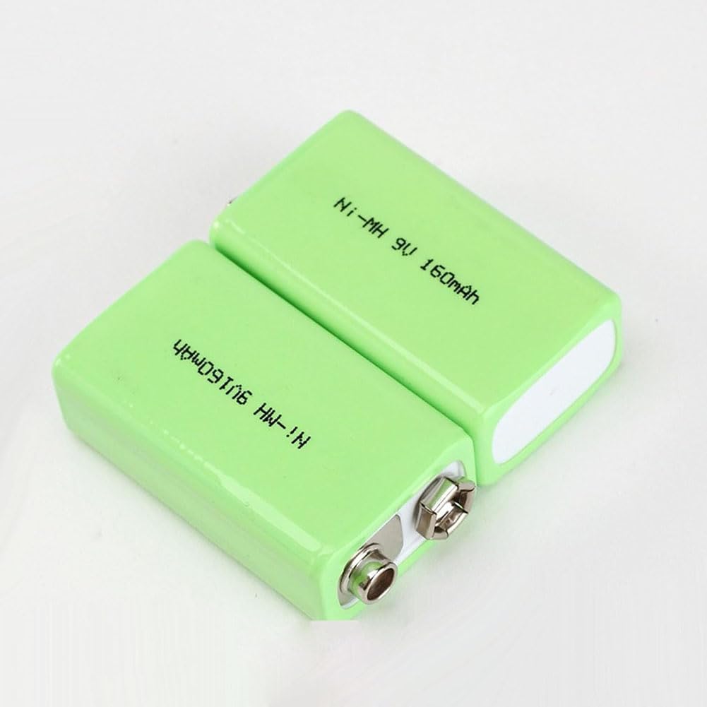 GYLZJ Battery 2-Pack Rechargeable 9 Volt NiMH Batteries 160mAh Long Lasting Power Recharge up to 1200 Times Replacement Battery for Electric Devices (9V,0.16AH)