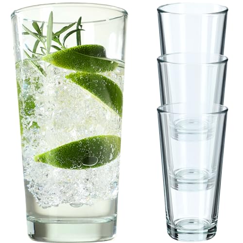 KADAX Verres à boisson, verres à cocktail en verre robuste, verres à long drink, verres universels pour eau, jus, boissons ou whisky (4 x 340 ml)