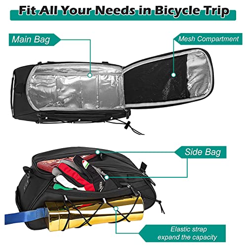 Kannino Bike Rack Bag 3 In 1 Waterproof Bike Trunk Bags Bicycles Rear Rack Pannier Bag 10L Bike Saddle Bag With Reflective Trim Bike Pannier Storage Carrier For Outdoor Travelling Camping Commuting #TOP3