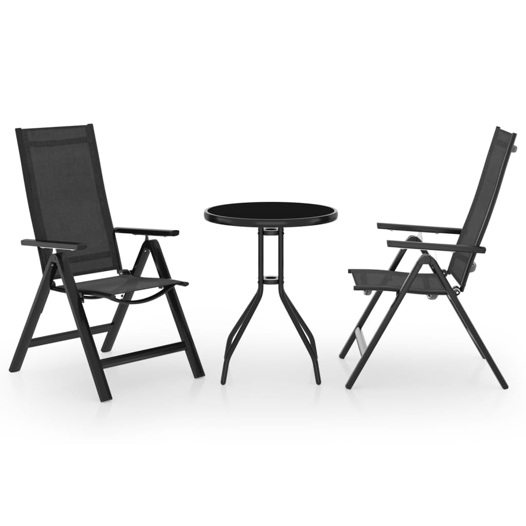 Ensemble bistro anthracite avec chaises réglables pour petit balcon