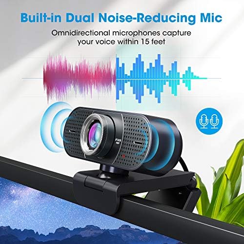 IFOAIR FHD 1080P Webcam for PC with Microphone, 120° Wide Angle Webcam with Exposure Correction/Plug and Play, Streaming USB Webcam for Zoom YouTube Skype Teams Twitch/Laptop Desktop/Calls Conference
