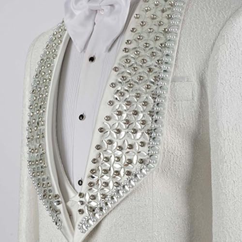 Men's Formal Suit 2 Pieces with Crystal Rhinestones Tuxedo Blazer & Pants for Wedding3