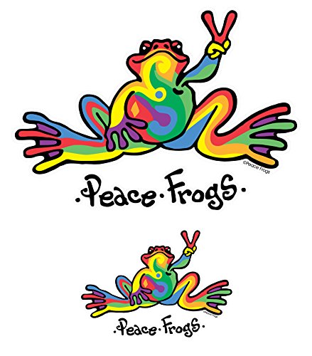 Enjoy It Peace Frogs Multi-Color Peace Frogs Car Sticker, Outdoor Rated Vinyl Sticker Decal For Windows, Bumpers, Laptops Or Crafts, 2 Pieces #TOP3