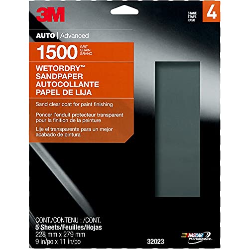 Image of 3M Wetordry Sandpaper, 32023, 1500 Grit, 9 in x 11 in, 5 Sheets Per Pack