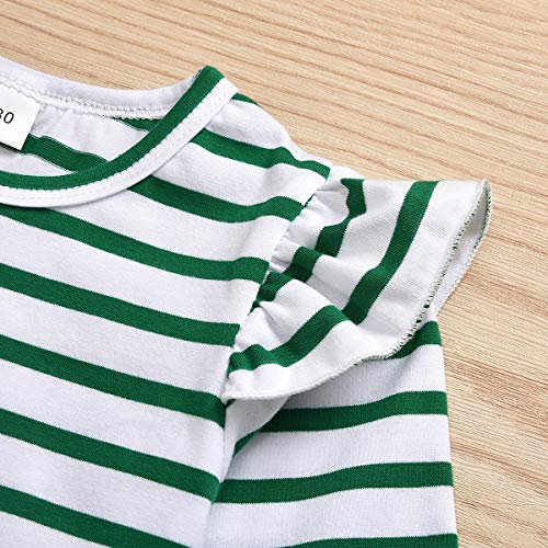 Winzik St. Patrick's Day Toddler Baby Girls Striped T-Shirt Tops Green Shamrock Suspender Skirts 2Pcs Outfit Set Irish Party Costume (Green&White, 18-24 Months) #TOP3
