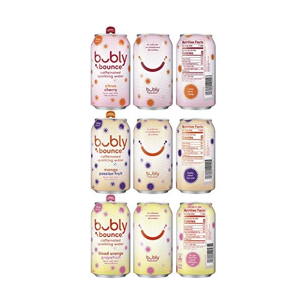 bubly bounce caffeinated Sparkling Water, zero calories, zero sugar