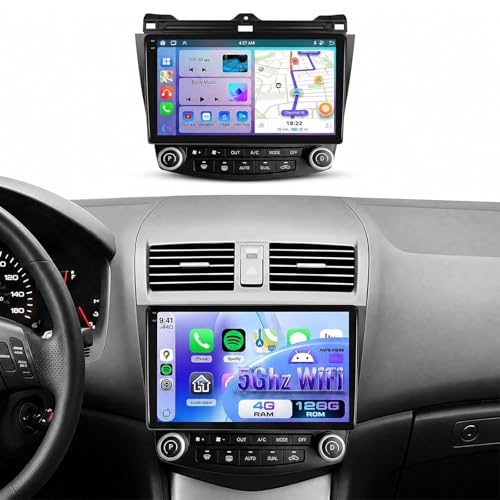 Image of [4+128G] Android 15 Car Radio Stereo for Honda Accord 2003-2007 with Wireless CarPlay & Android Auto, 10.1 Inch in-Cell Screen Car Auido with AHD Backup Camera GPS WiFi FM RDS Radio EQ SWC