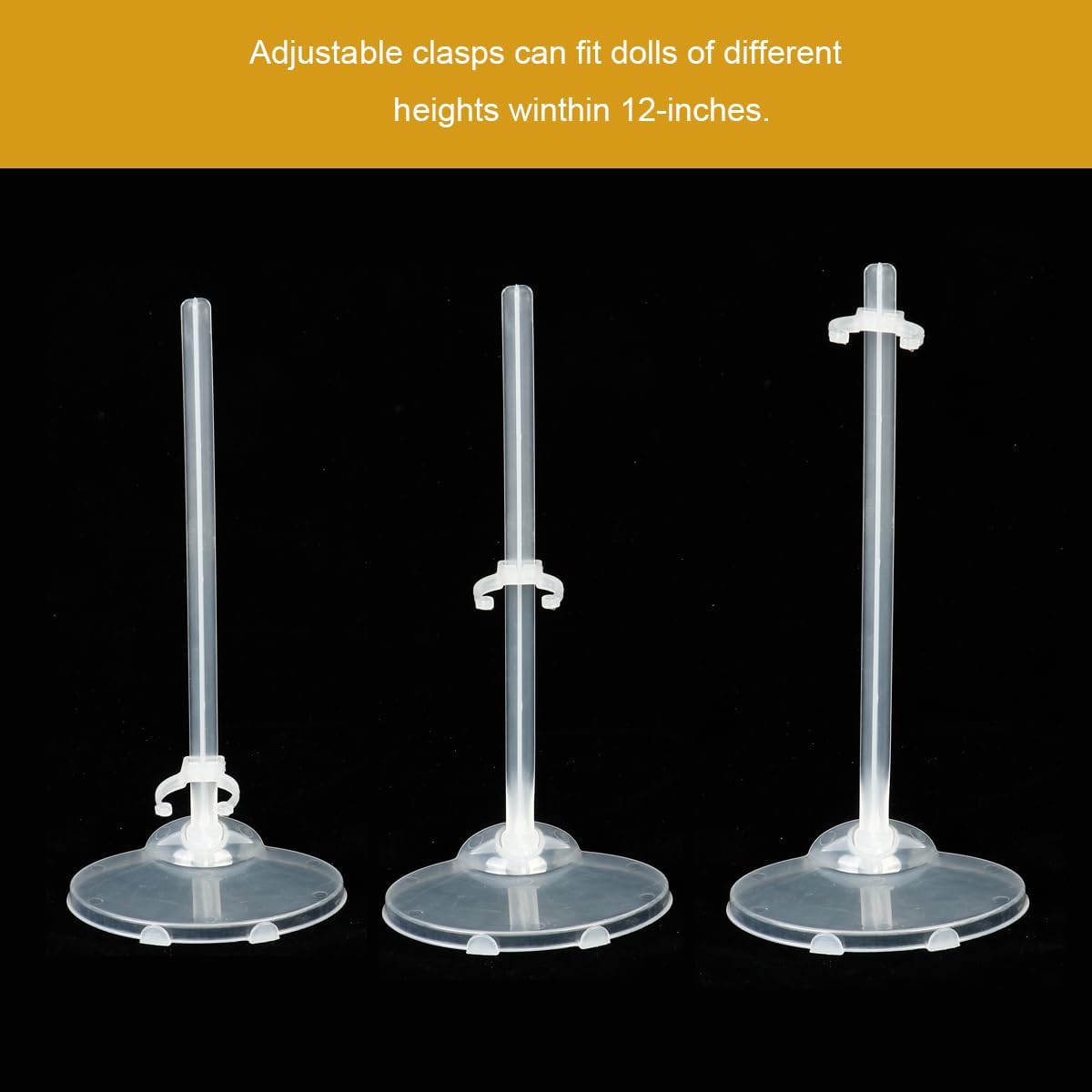 QINGZHE 22Pcs Adjustable Doll Stands, Plastic Doll Display Holders, Clear Action Figure Stand, Toy Dolls Accessories, Transparent Display Stand Support for 11 to 13 Inch Tall Dolls