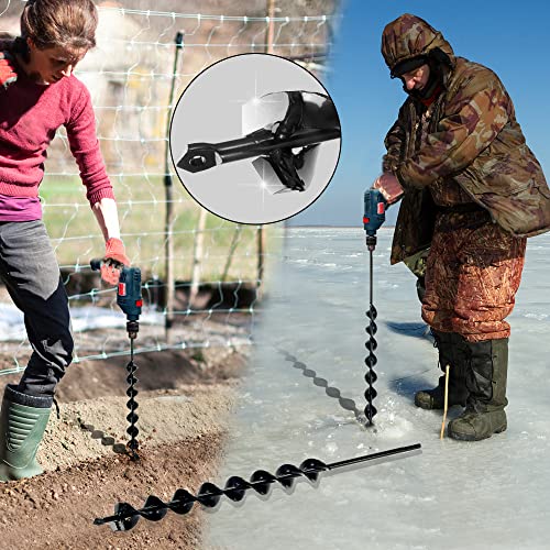 23" X 1.5" Upgraded Auger Drill Bit With Sharp Thickended Blades 8 Laps Spiral Blades-Rapid Speed Transfer Soils To Edge Ice Augers For Ice Fishing For Planting,Soil Auger For Post Hole Digger #TOP2