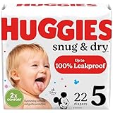 Huggies Size 5 Diapers, Snug & Dry Baby Diapers, Size 5 (27+ lbs), 22 Count, Packaging May Vary