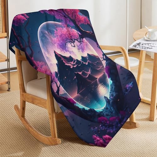 Couverture flannel Cerise Tree Japan Art lavable en machine contre le froid