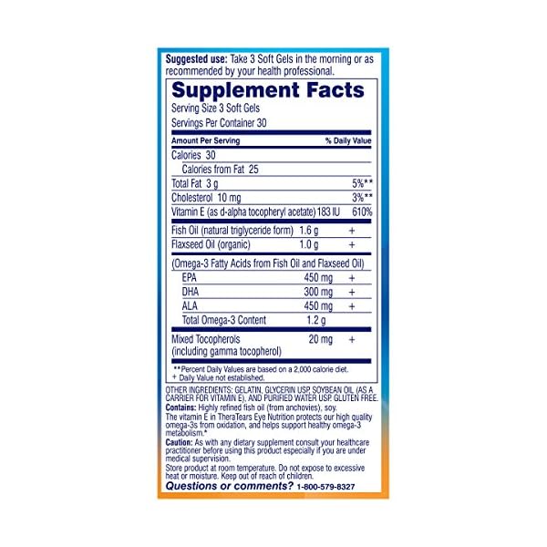 TheraTears Omega 3 Supplement, 1200mg, 90 ct (Pack of 1)