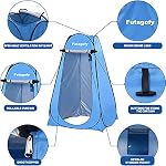 Tente de confidentialité pop up – Tente de douche extérieure portative instantanée, WC de camp, Chambre à langer, abri contre la pluie avec fenêtre – pour Camping et Plage pliable avec sac de transport – Léger et bleu robuste