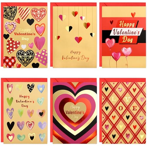 Cartes de vœux Saint-Valentin lot de 24 avec enveloppes kraft cœur doré pour déclarations d'amour
