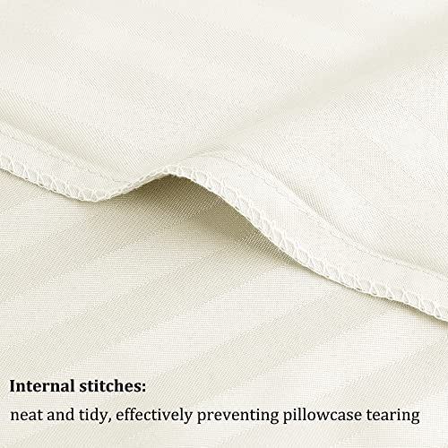 PiccoCasa Pillowcases 2 Pack Striped Soft & Breathable Microfiber Pillowcase Khaki with Envelope Closure 50 x 75cm Pillow Covers for Home and Hotel - Image 3
