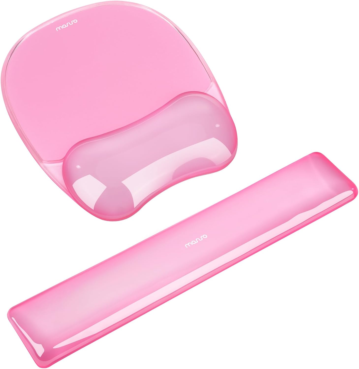 MOSISO Gel Wrist Rest Support for Mouse Pad&Keyboard Set, Irregular Oval Ergonomic Mousepad Keyboard Pad Non-Slip Base Home/Office Pain Relief&Cooling Gel Easy Typing Pad for Computer Laptop, Pink