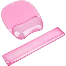 MOSISO Gel Wrist Rest Support for Mouse Pad&Keyboard Set, Irregular Oval Ergonomic Mousepad Keyboard Pad Non-Slip Base Home/Office Pain Relief&Cooling Gel Easy Typing Pad for Computer Laptop, Pink