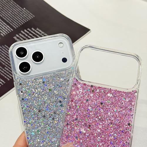 Coque iPhone 17 Pro Max paillettes rose silicone antichoc