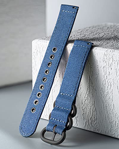 Binlun Canvas Watch Bands Replacement Cotton Fabric Watch Straps Soft Quick Release Cloth Watchbands In Black Khaki Army Green Blue With Black/Silver Buckle For Men Women 18/20/22/24Mm #TOP2