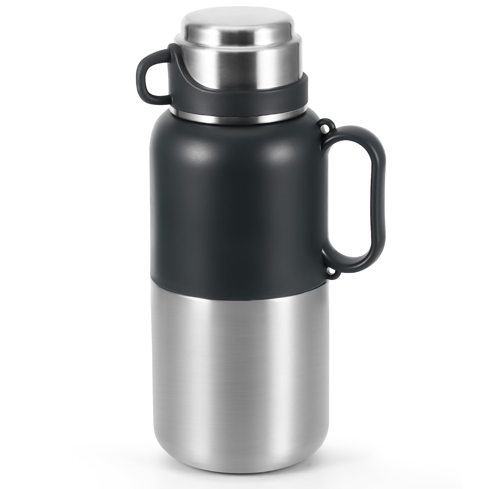 Kinberry Flask for Hot Drink, 2L Stainless Steel Large Flask, Stainless Steel Flasks for Hot and Cold Drinks, Vacuum Insulated Bottle with Leakproof Coffee Cup Lid, Handle & Shoulder Strap