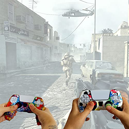 Image of Silicone Skin for PS5, 2pcs Anti-Slip Shell Cover Case with 10 Joystick Grips, 2 Pairs L2 R2 for PlayStation 5 Controller