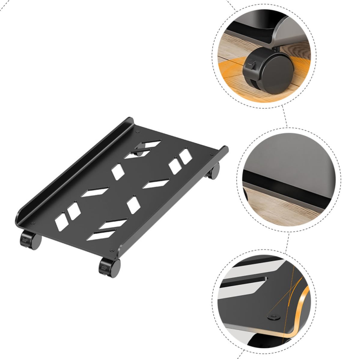 Soporte de Metal Torre Móvil para Negro de Ruedas CPU