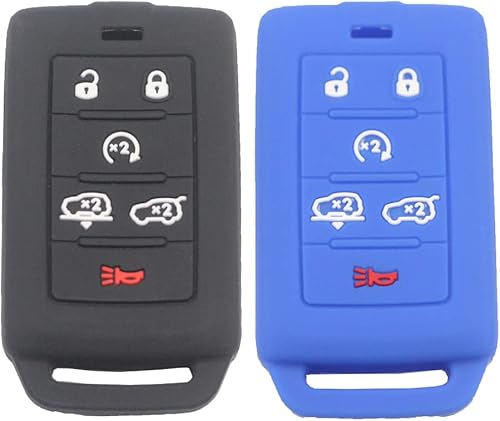 Btopars Funda protectora de goma de silicona con 6 botones, compatible con Jeep Grand Cherokee Grand Wagoneer 2021 2022, color negro y rosa Btopars Funda protectora de goma de silicona con 6 botones, compatible con Jeep Grand Cherokee Grand Wagoneer 2021 2022, color negro y rosa