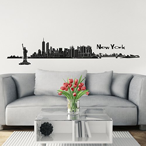 Wandkings Skyline - Deine Stadt wählbar - New York - 125 x 20 cm - Wandaufkleber Wandsticker Wandtattoo