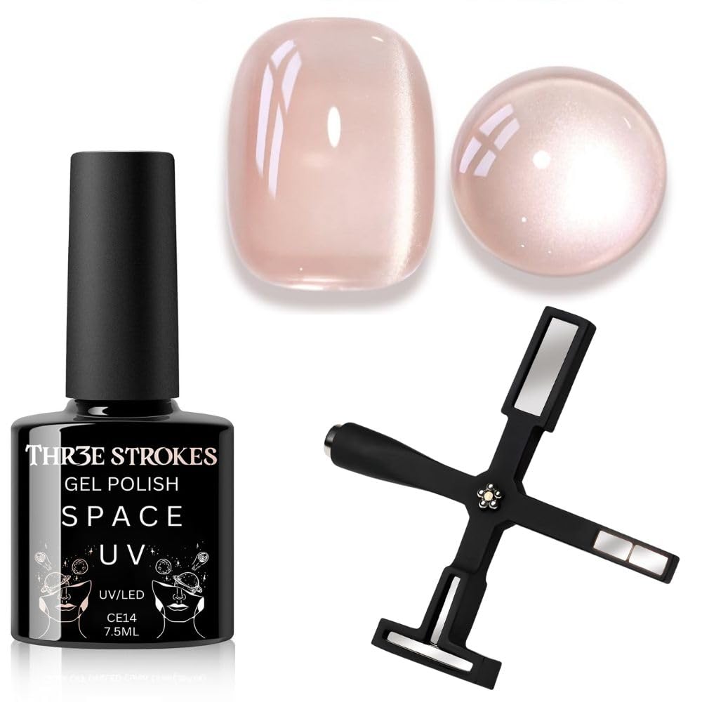 THR3E STROKES 9D Cat Eye Gel Nail Polish 7.5ML – Glitter Magnetic Gel with 3D Shimmering Effect – 5 in 1 Magnet Set – UV/LED Soak Off Gel for Nail Art & DIY Manicure at Home (CE14)-picture-38