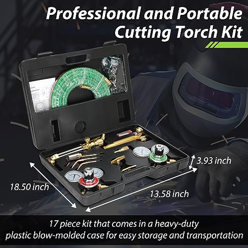 Znnam Upgraded Oxygen And Acetylene Gas Torch And Welding Kit Portable Cutting Torch Kit 17-Piece Oxygen Acetylene Torch Kit With 3 Rods And 1 Cutting Nozzle Heavy Duty Oxygen And Acetylene Torch Kit thumb #1