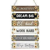 6ピース 素朴な壁掛けプラークサイン インスピレーション ウォールアート 農家 木製壁サイン ポジティブウォールプラーク 引用句付き モチベーションを高める引用句 オフィス 寝室 リビングルーム用 (ひまわりスタイル)