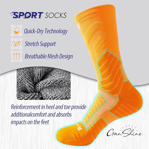 Pro Compression Calf-Length Sports Socks 5-Pack for Men & Women - Anti-Slip Cushioned Athletic Socks with Moisture Control, 360° Ankle Lock & Shock Absorption for Basketball, Running, Hiking3